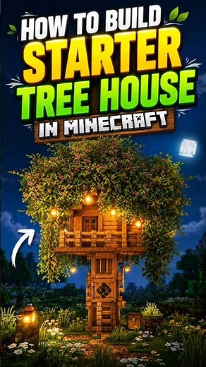 How to Build a Starter Tree House in Minecraft! 🏡 | Easy Survival Base Tutorial