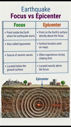 Earthquake Focus vs. Epicenter Explained (In 10 Seconds!)#physics #earthquake #earthscience #science