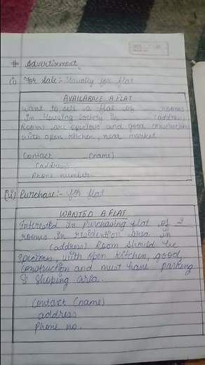 Classified Advertisement format .... class 11\n#viral