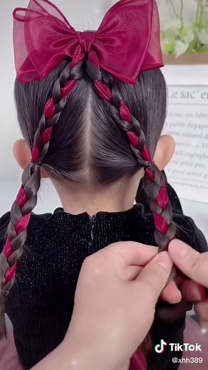 Cute Ribbon Braided Hairstyles for Kids