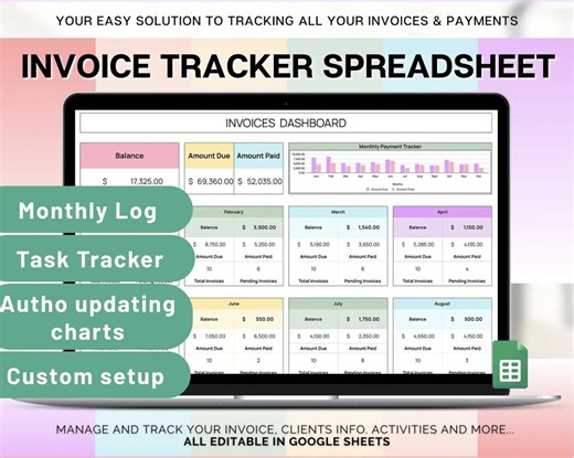 Task Tracker Excel Task Tracker Digital Inventory Tracker Spreadsheet Invoice Tracker Bill Profit and Loss Template Invoice Template Excel - Etsy