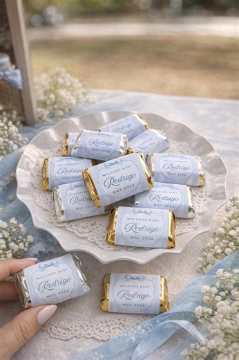 Baby Shower Chocolate Labels, Custom Baby Boy Favors, Hershey Nuggets Labels, Personalized Name & Date, Blue Baby Shower Party Favors - Etsy