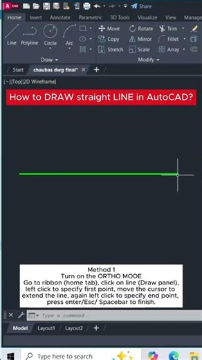 How to draw straight LINE in AutoCAD? #line #draw #autocadtips