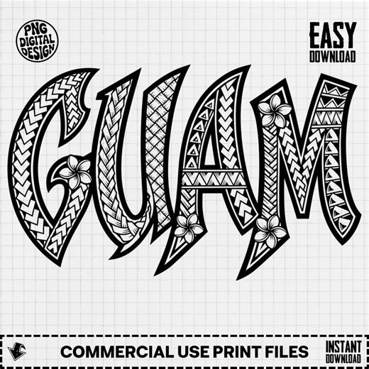 Guam Tribal Design Digital, Guam SVG, Tribal Patterns and Flowers, Cricut, Sublimation, Micronesian Tribal Art, Unique Silhouette - Etsy