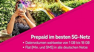 Deutsche Telekom MagentaMobil Prepaid 5G Jahrestarif SIM-Karte I 48 GB Datenvolumen(4 GB/Monat) & Flat(Min, SMS) in alle dt.Netze+EU-Roaming I Surfen mit 5G/LTE Max&Hotspot FlatI 100 EUR Startguthaben