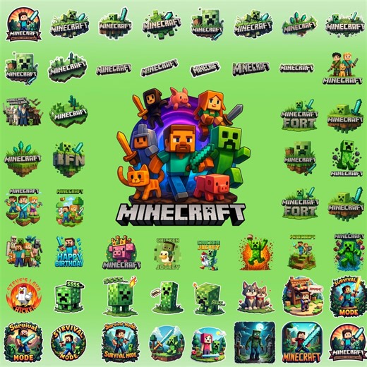100 minecraft Characters, Fonts, Items, High-definition PNG Bundle Suitable for Mugs, Clipart, T-shirts, Sublimation Cricut Bundle - Etsy Canada