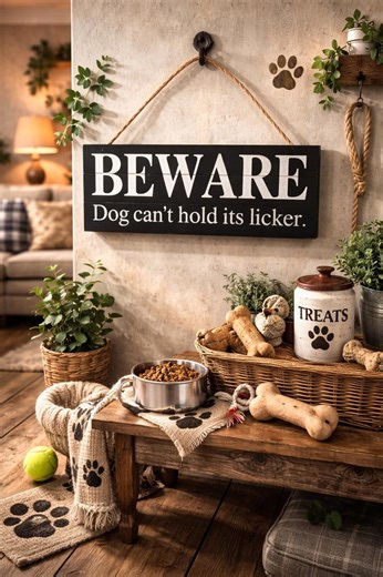 Beware Dog Can't Hold Its Licker Sign, Funny Farmhouse Pet Humor Decor - Etsy