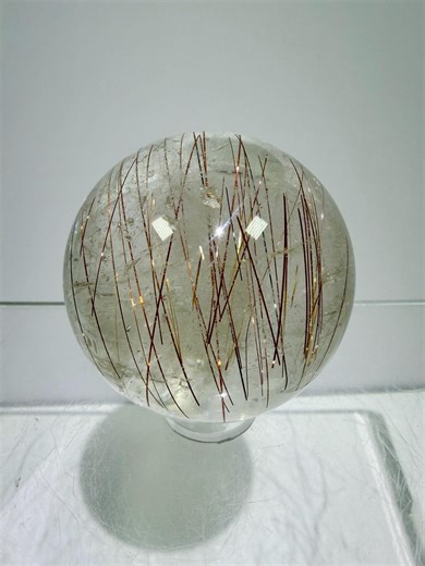 Copper Rutile Quartz Sphere: 44mm Nice Quality Rare Copper Rutilated Quartz. Gorgeous One of A Kind Display Sphere. - Etsy