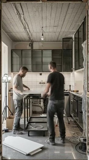 Old Kitchen → Futuristic Glass Luxury Kitchen 🤯✨ Wait for the final reveal! #renovation #shorts