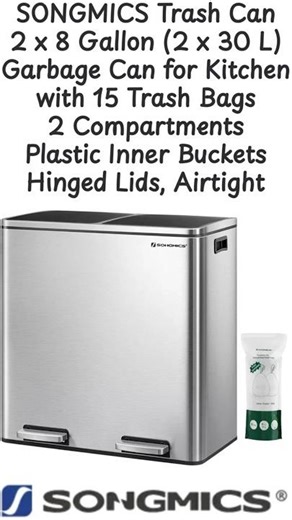 SONGMICS Trash Can for Kitchen