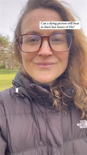Can a dying person still hear and should I keep talking to my person? From personal experience, it seems so, Yes. A small study reveals it’s seems to be hearing remains relatively or entirely intact even in the last hours. So yes keep talking♥️ #nurses #hospice #family #learn #nursingstudent #deatheducation #grief #nursepractitioner #deathdoula | Death.Care.Coach