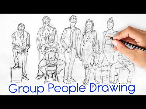 How to Draw Group People | Anatomy Poses Drawing Practice