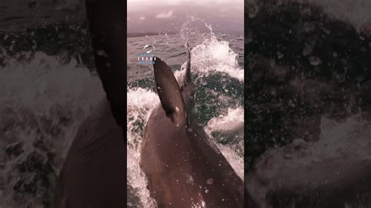Great white shark ambushes the bait