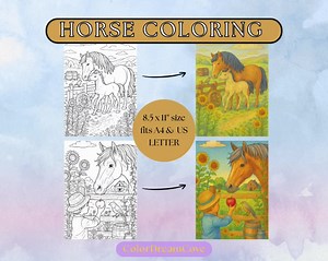 Livre de coloriage de chevaux pour adultes – chevaux réalistes et scènes de nature, téléchargement PDF (26 pages, 8,5 x 11 po.) - Etsy France
