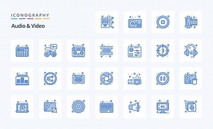 Download 25 Audio And Video Blue icon pack for free
