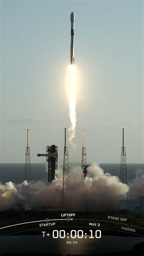Liftoff and landing of the SpaceX Falcon 9 rocket.