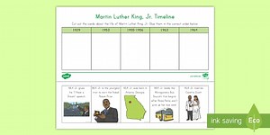 Martin Luther King Jr. Cut and Paste Picture Timeline Worksheet for K-2nd Grade