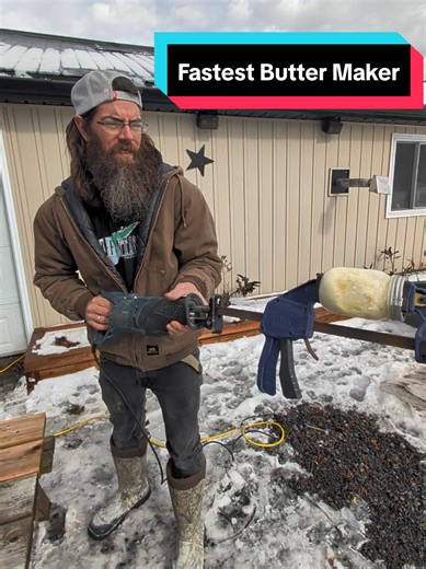 Time to pull out the Bosch Butter Beater and make some Butter! This thing will shake the living daylings out of you and the butter. Makes a stick in about 3 mins. Yes I have a stand mixer and I normally use that but sometimes it not how practical things are its about how much fun you can have doing it. This thing will also shake a can of spray paint like a champ! #homestead #butter #diy #bosch #shake