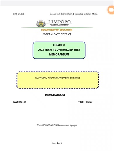GRADE 8 EMS TEST 1 MEMO 2023#fypシ゚viral #fypシ #foryou #fyp #foryoupage #fypage