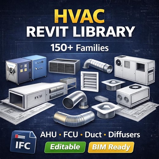 Revit HVAC Library - 1000MB Families Collection | Air Conditioning & Ventilation Families | Ducts, Diffusers, Ahu, FCU - Etsy UK