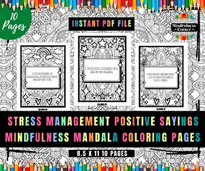Stress Management Activities, Positive Affirmations & Mindset Growth Coloring