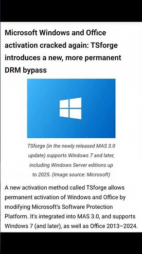 Microsoft windows and office activation cracked again #TSForge #Microsoft #Windows #Shorts