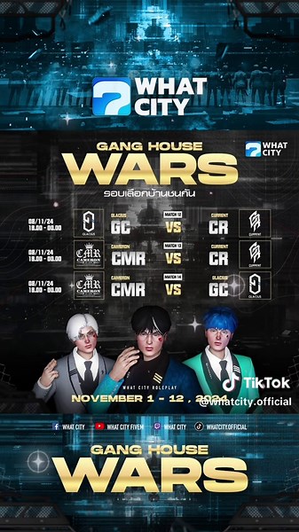 🔥 Gang House Wars🔥 ❗️ตารางความสนุกรอบชิงบ้านชนกันมาแล้ว ความสนุกรอบแรกยังไม่จบ รอบที่ 2 มาเสิร์ฟความสนุกให้อย่างไว 3 แก๊งที่ใจตรงกันรอบนี้ชนะเท่านั้นที่จะได้เลือก 🔥🔥 ⏰ ติดตามกันยาวๆ ตั้งแต่วันที่ 01-12/11/2567 เวลา 18.00-00.00 น. ของทุกวัน . #WHATCity #PowerBy HOSTIFY.IN.TH #วอทอัพเดท #วอทซิตี้ #whattraining #เทรนด์วันนี้ #กิจกรรมในเมือง #glacius #CURRENT #CAMERON
