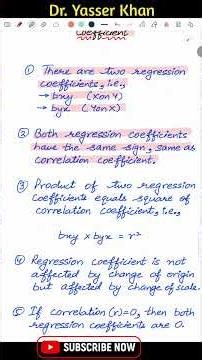 Properties Of Regression Coefficient | Regression | Simple Regression | Statistics #dryasserkhan