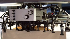 Offset printing machine. Printing polygraphy. Equipment in the printing house.