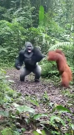 Gorilla vs Orangutan 🦍💥 Jungle Clash of Strength! #Wildlife #AnimalBattle #Predators #4K #gorilla