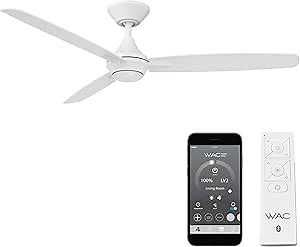 Blitzen Indoor and Outdoor 3-Blade Smart Ceiling Fan 54in Matte White with Remote Control, Matte White