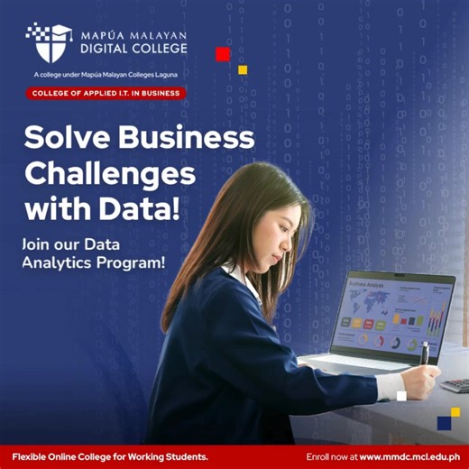 530 reactions · 140 shares | Turn data into powerful business insights. Join our Data Analytics College Program and gain the skills to transform data, identify trends, and create solutions that solve real-world challenges. Enroll now this SY 2025-2026 August Term! | Mapúa Malayan Digital College | Facebook