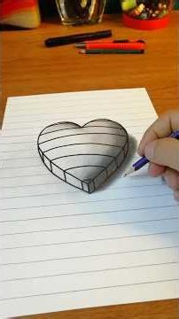 Easy 3D Drawing Heart | Optical illusion Drawing #shortvideo #howtodraw #art
