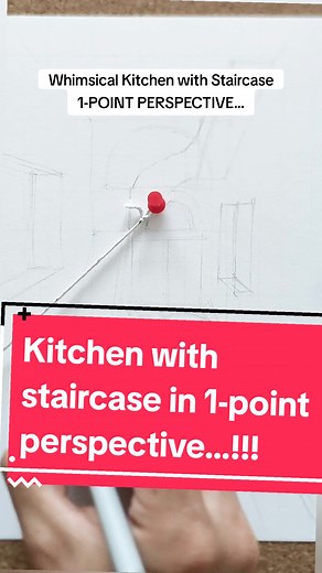 Kitchen Drawing in 1-Point Perspective