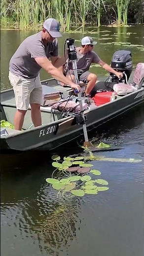 Lake Mower Cutting Lily Pads