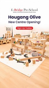 A Sneak Peek Into Hougang Olive! We’re excited to open the doors to our brand-new E-Bridge Pre-School at Hougang Olive - a learning space thoughtfully designed to nurture curiosity, creativity, and confidence in every child. From calm, nature-inspired classrooms to hands-on learning materials that spark imagination. Our Reggio Emilia-inspired, guided inquiry curriculum ensures children explore, ask questions, and grow every day. ✨ Affordable, quality early education for all families. Explore our