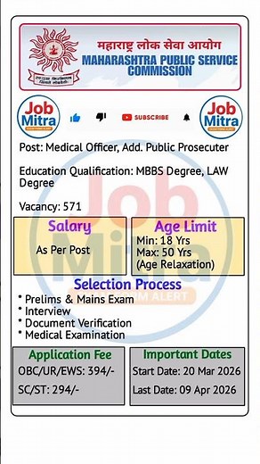 MPSC 2026 🚨 Massive Vacancy Out!! Apply Fast 🔥 Various Posts | Last Date Alert ⏰ Check Now 👇