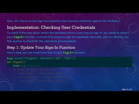 How to Verify if a User Exists in Your MySQL Database with Flask Efficiently