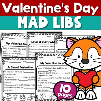 Valentine’s Day Mad Libs Practice Nouns, Verbs & Adjectives