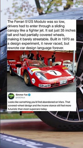 The Ferrari 512S Modulo was so low, drivers had to enter through a sliding canopy