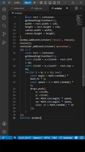 Build a Dynamic Gooey Liquid Splash Button with HTML Canvas & SVG Filters #shorts