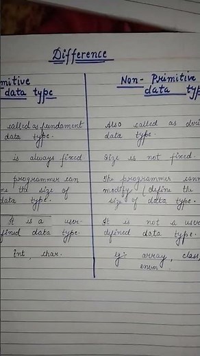 difference between primitive and non primitive data type👍