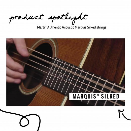SOUND ON to learn more about the Authentic Acoustic Marquis Silked strings, featuring a soft silk wrap that prevents wear and tear on the bridge holes and bridge plate as you play. https://www.martinguitar.com/1833-shop/authentic-acoustic-marquis-silked/c-24/p-1290/ | Martin Guitar