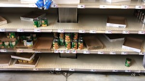 Here is the scene at the Mueller H-E-B. Many shelves are nearly empty and check-out lines extend beyond the grocery shelves. http://specne.ws/b5QToj?cid=facebook_Spectrum_News_Austin | Spectrum News 1 Texas
