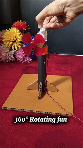 DIY 360° Rotating Fan with DC Motor 😱 #Shortsmotor #toys #youtube #diy #project#science #art #wood