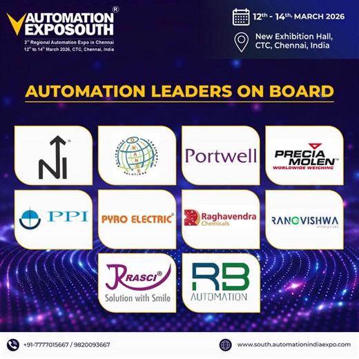 Industry leaders are joining hands at Automation Expo South 2026. Proud to welcome automation and technology pioneers including: Nishka Instruments Orange Automation and AI Solutions Pvt Ltd Portwell India Technology Pvt Ltd PRECIA MOLEN INDIA PVT LTD Process Precision Instruments PYRO ELECTRIC INSTRUMENTS GOA PVT LTD Raghavendra Chemicals - CHENNAI Rangvishwa Enterprises Rasci Instruments India Private Limited RBA Optisync Private Limited Meet the brands driving industrial automation, electrica