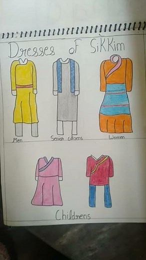 Sikkim dresses drawing/ easy art for kids
