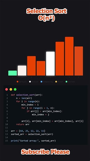 selection sort with animation #selectionsort #algorithm #animation #sorting