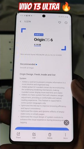 Origin Os 6 Update In Vivo T3 Ultra 5G || In Version Trail 4.14 GB