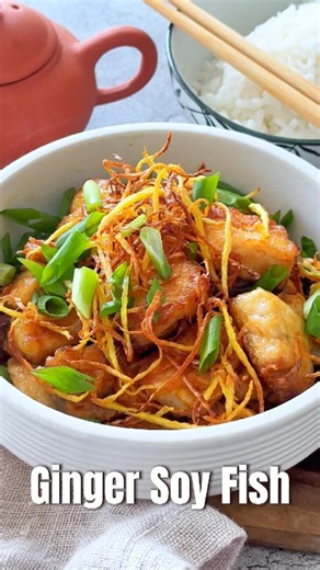 15K views · 201 reactions | GINGER SOY FISH – One of my favorite ways to cook halibut! Crispy pan-seared fish drizzled with a savory ginger-soy sauce. So simple, flavorful, and ready in just 20 minutes!  Recipe link in the comments! #fishrecipes #easyrecipes #dinnerideas | Rasa Malaysia | Facebook